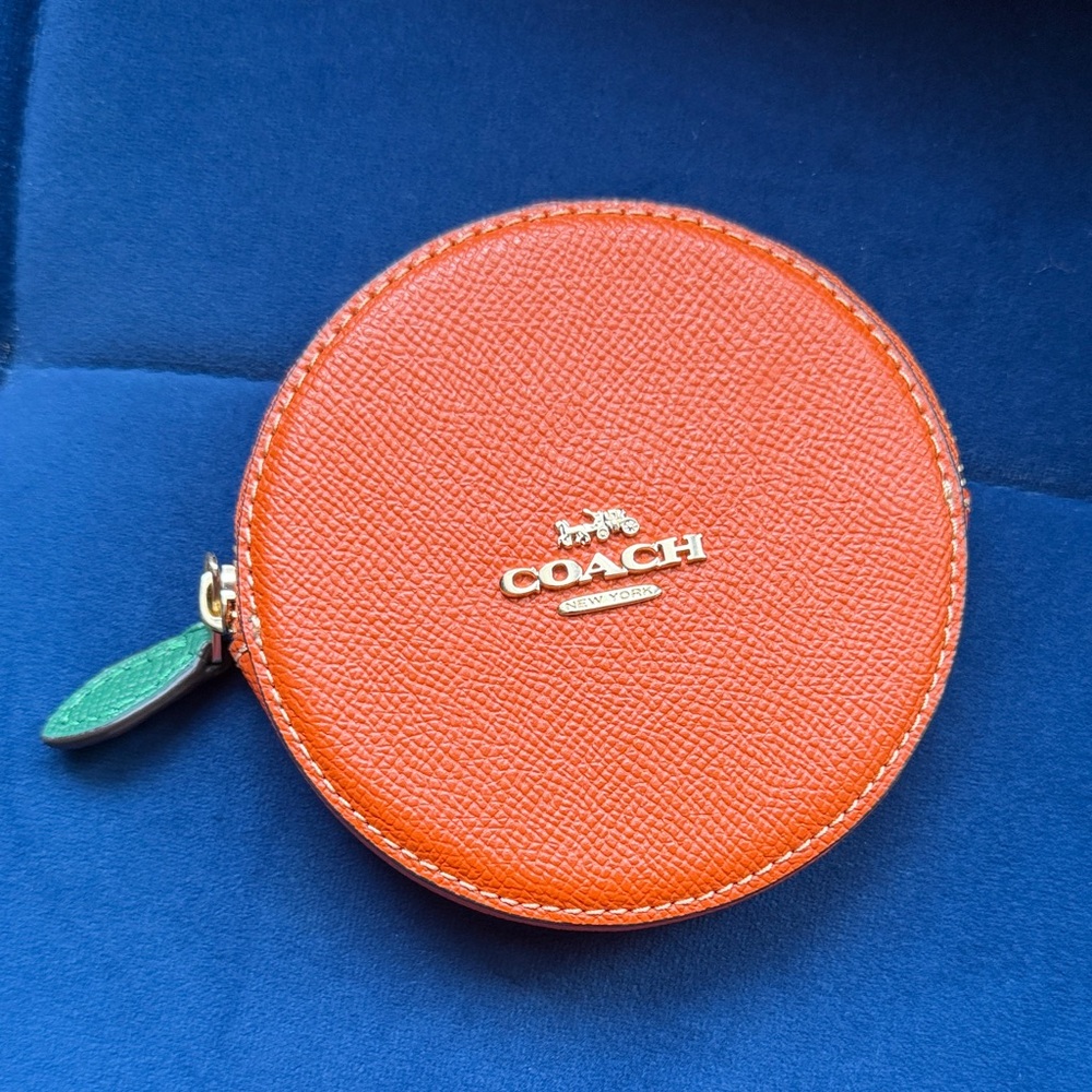 Coach Vibrant Orange Round Pouch